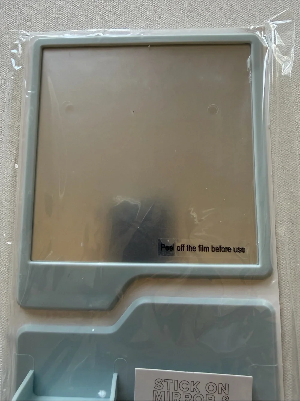 NWT Target Stick-On Bathroom Mirror & Organizer in Light Gray (B)